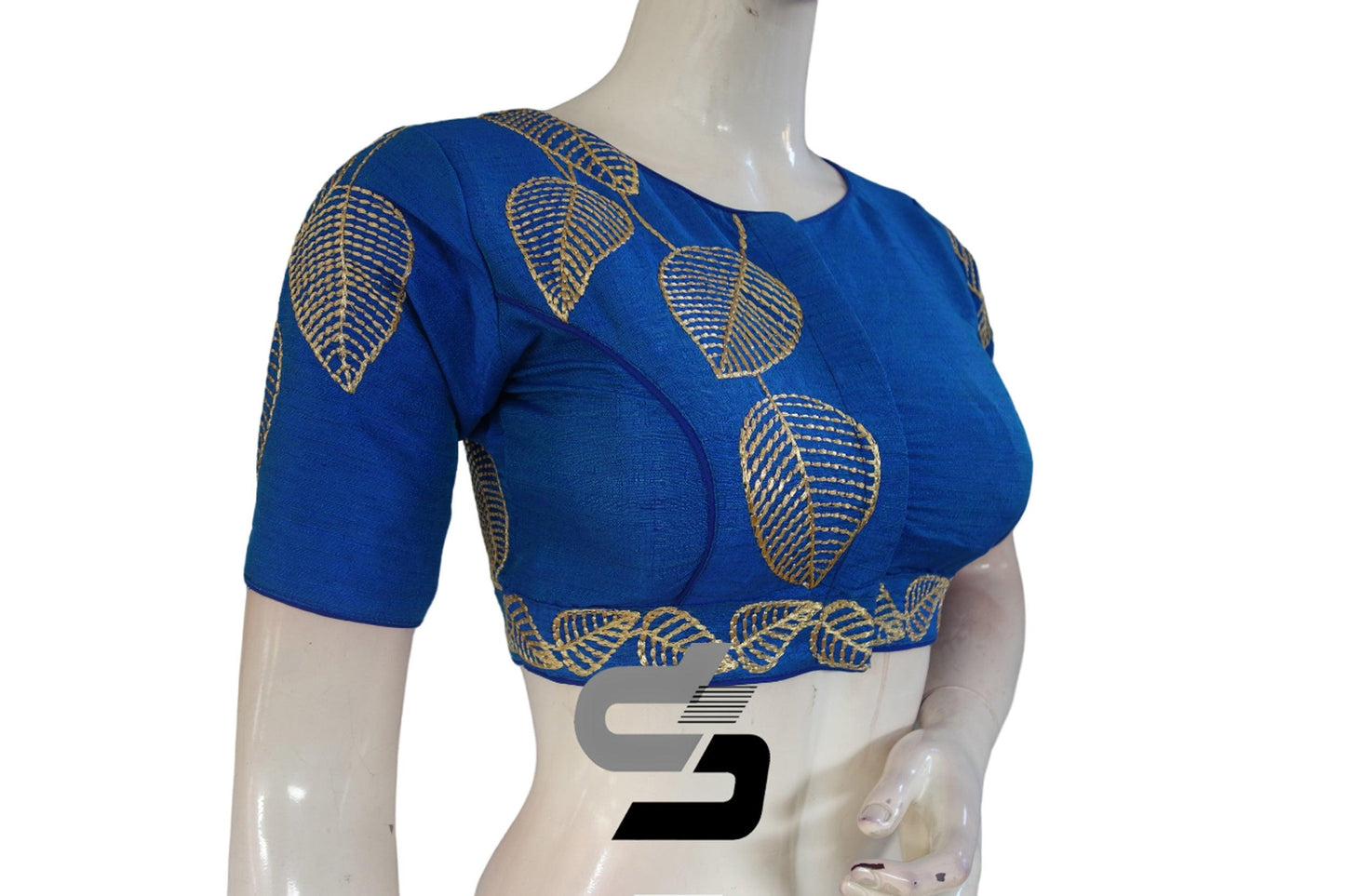 Blue Color Semi Silk Designer, Party Wear Readymade Blouse/ Indian Crop Tops - D3blouses