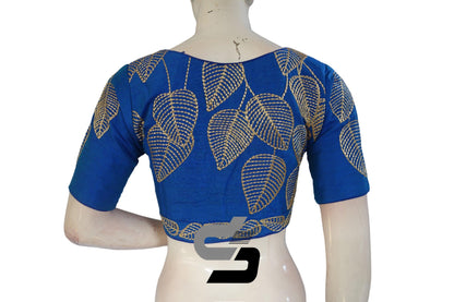 Blue Color Semi Silk Designer, Party Wear Readymade Blouse/ Indian Crop Tops - D3blouses