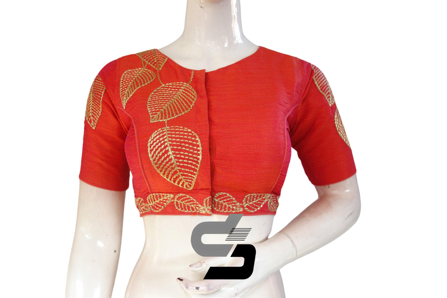 Peach Orange Color Semi Silk Designer, Party Wear Readymade Blouse/ Indian Crop Tops - D3blouses