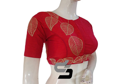 Dark Pink Color Semi Silk Designer, Party Wear Readymade Blouse/ Indian Crop Tops - D3blouses