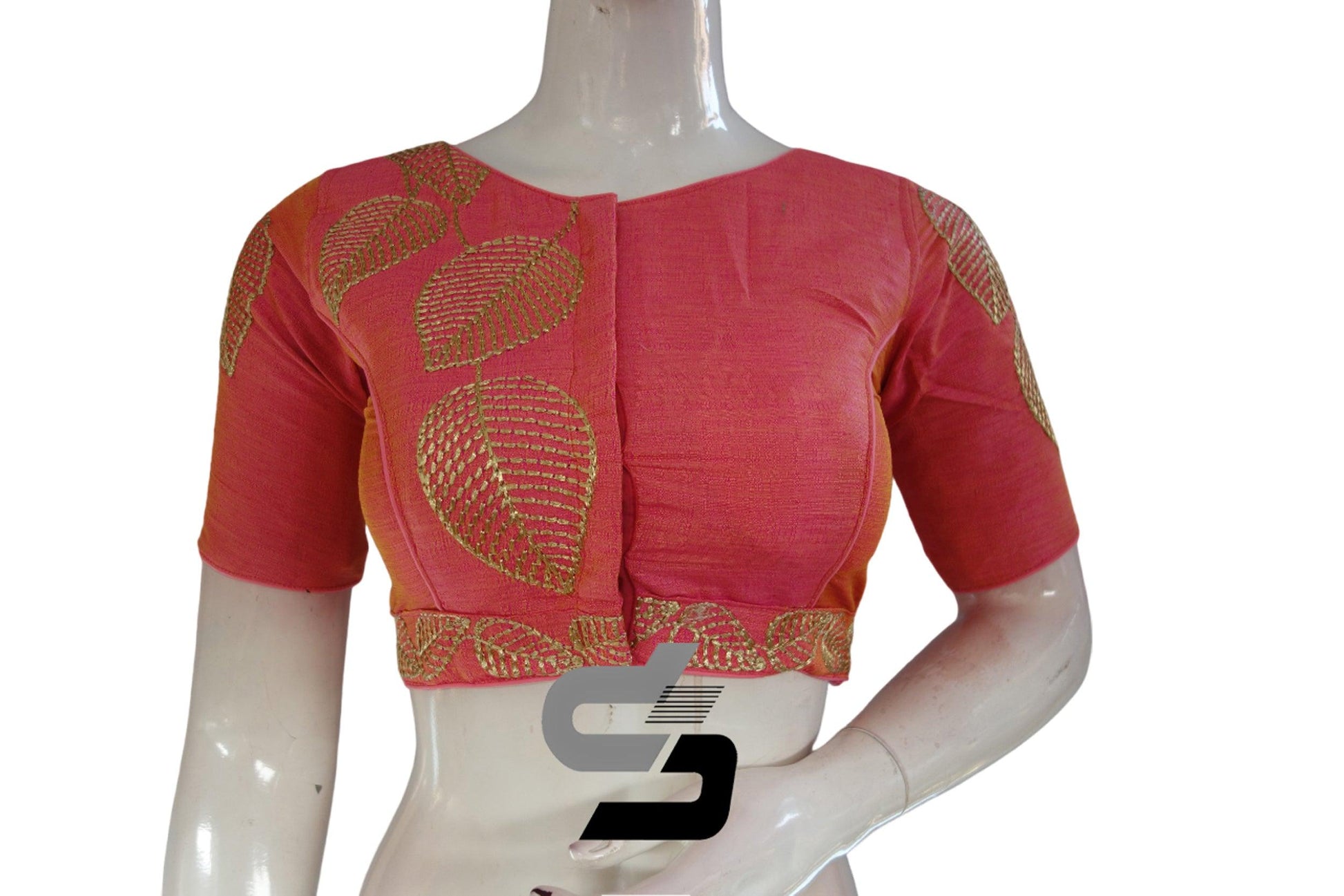 Peach Pink Color Semi Silk Designer, Party Wear Readymade Blouse/ Indian Crop Tops - D3blouses