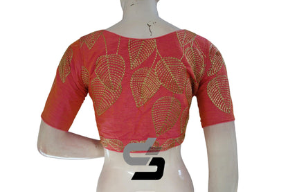 Peach Pink Color Semi Silk Designer, Party Wear Readymade Blouse/ Indian Crop Tops - D3blouses