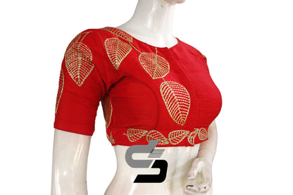 Red Color Semi Silk Designer, Party Wear Readymade Blouse/ Indian Crop Tops - D3blouses