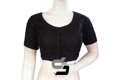 Black Color Netted Readymade Saree Blouse - D3blouses
