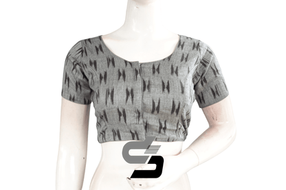 Grey Color Ikkat Cotton Readymade Blouse - D3blouses