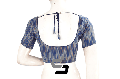 Blue Color Ikkat Cotton Readymade Blouse - D3blouses