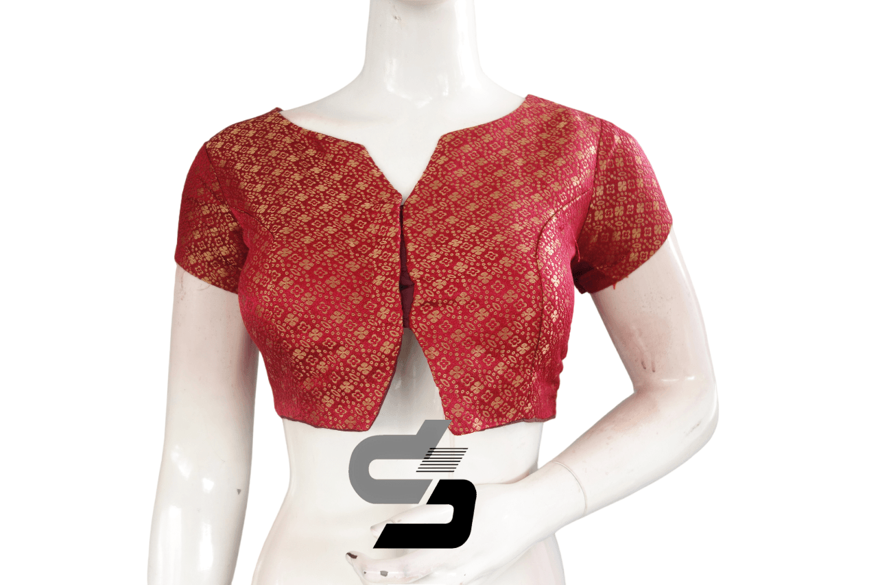 Maroon Color Brocade Designer Party Wear Readymade Blouse/ Indian Crop Tops - D3blouses