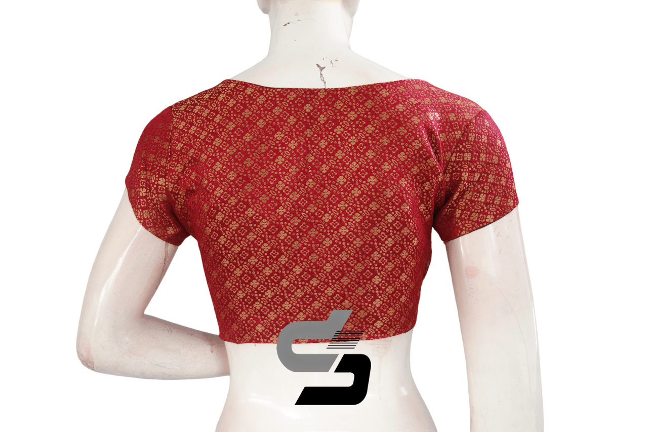 Maroon Color Brocade Designer Party Wear Readymade Blouse/ Indian Crop Tops - D3blouses