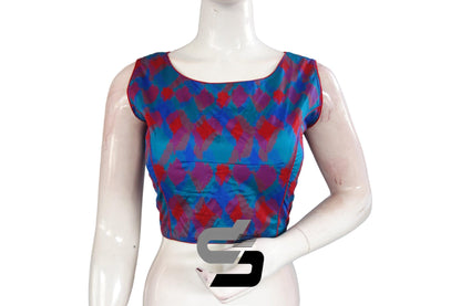 Printed Silk Multi Color Boat neck Designer Readymade Blouse - D3blouses