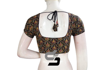 Black Color Patola Print Cotton Readymade Saree Blouse - D3blouses