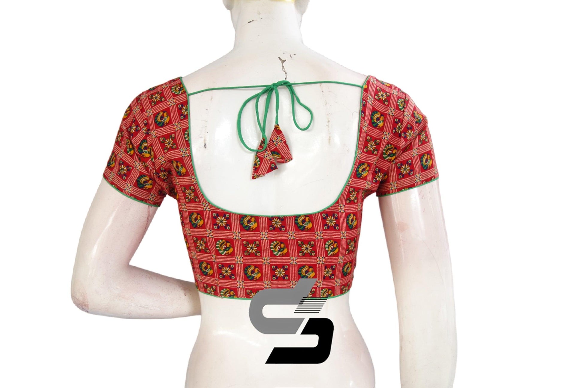 Red Color Patola Print Cotton Readymade Saree Blouse - D3blouses