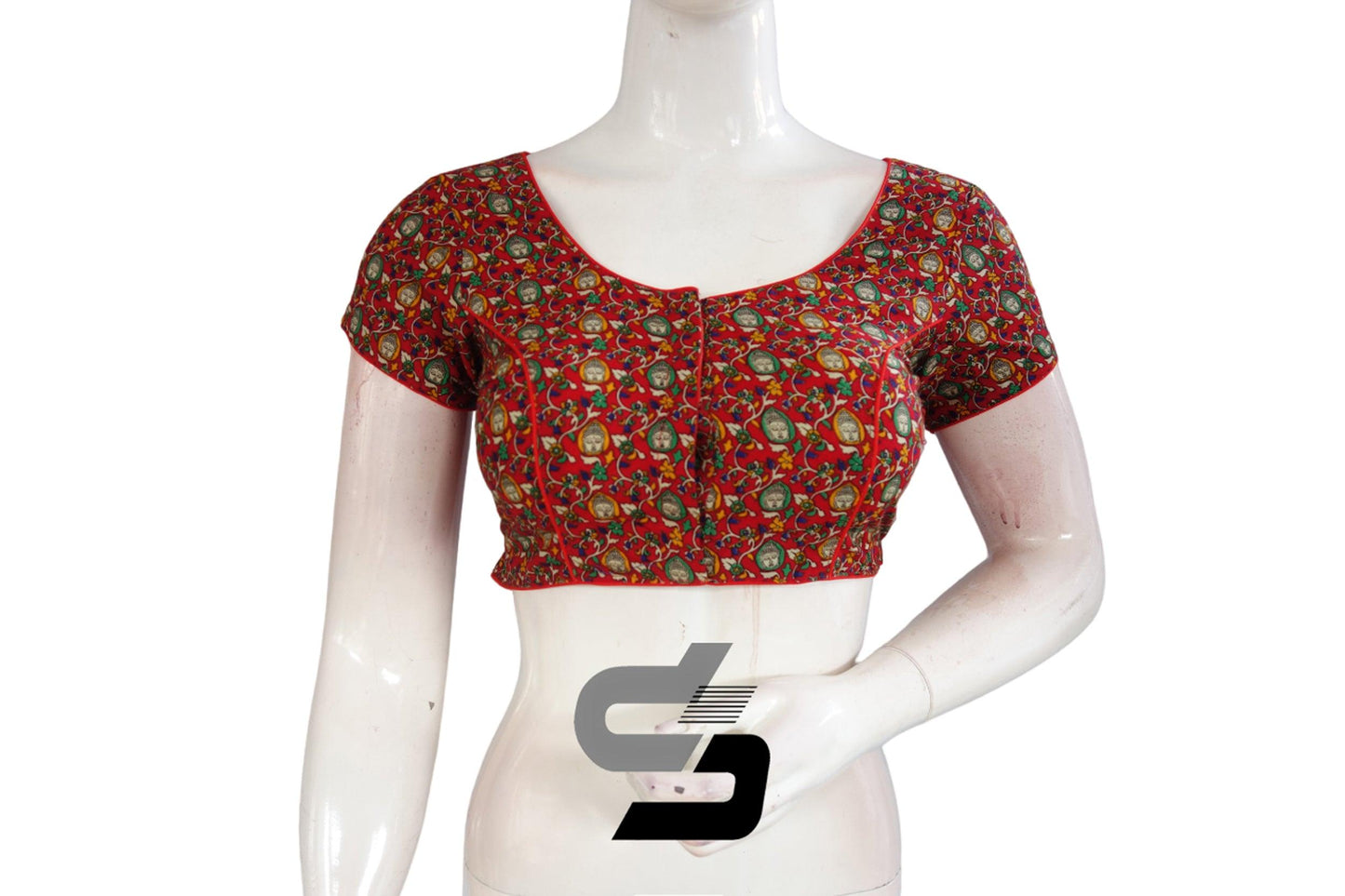 Red Color Patola Print Cotton Readymade Saree Blouse - D3blouses