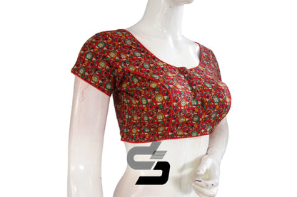 Red Color Patola Print Cotton Readymade Saree Blouse - D3blouses