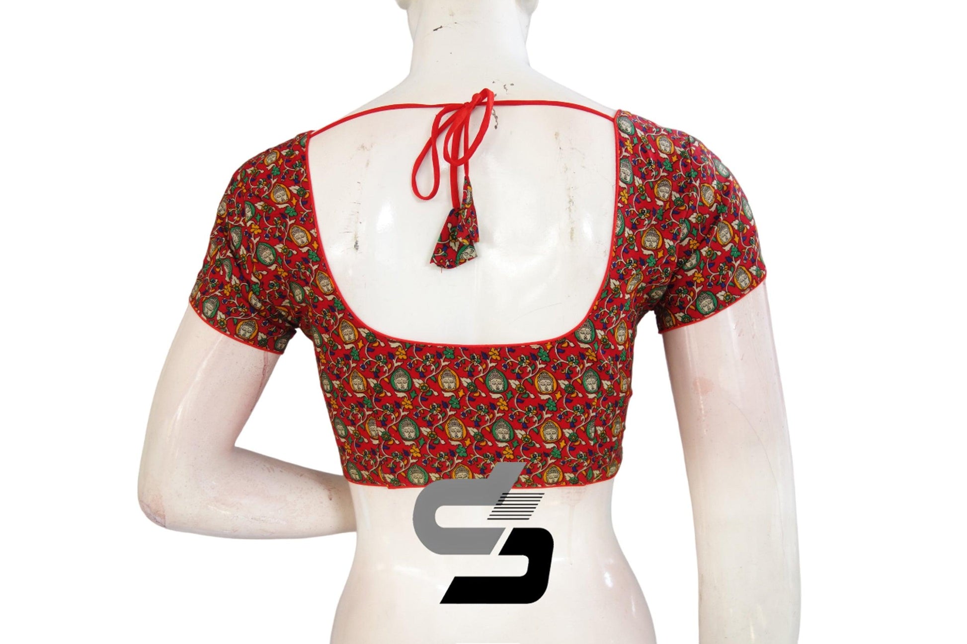 Red Color Patola Print Cotton Readymade Saree Blouse - D3blouses