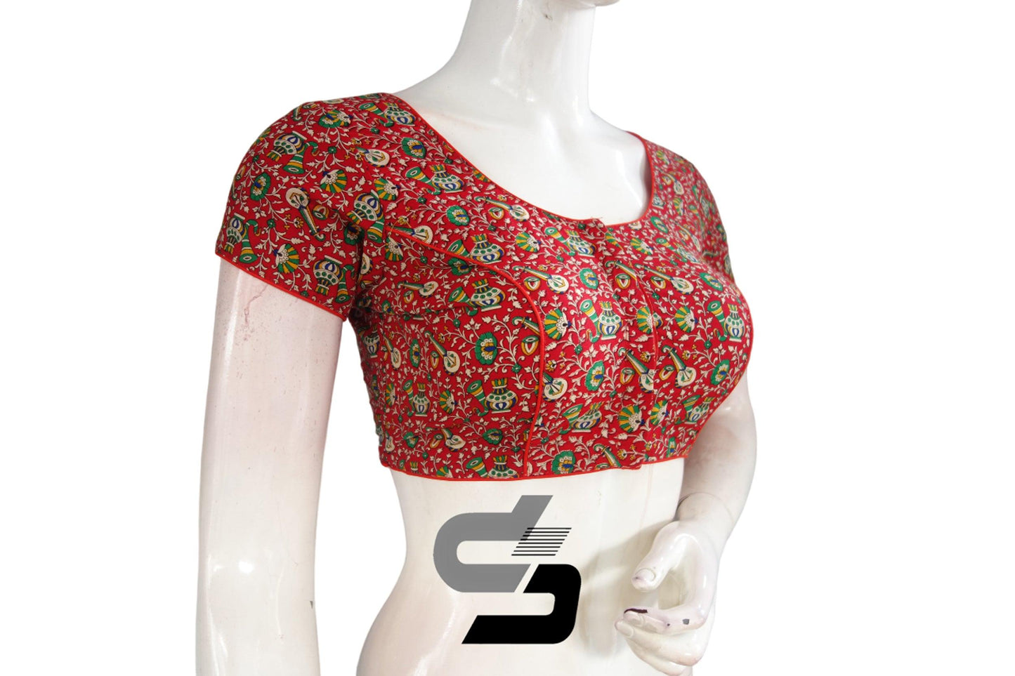 Red Color Patola Print Cotton Readymade Saree Blouse - D3blouses