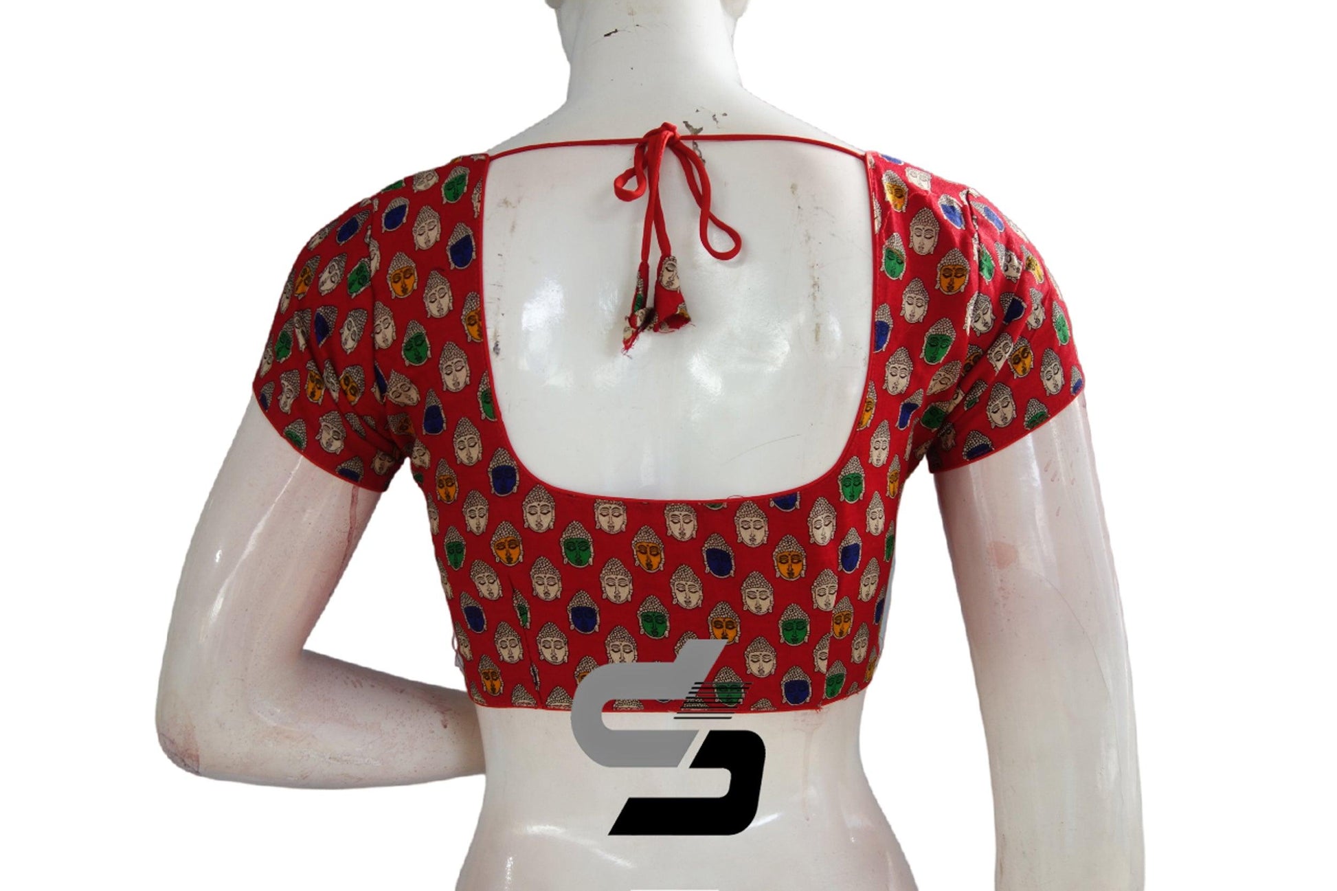 Red Color Patola Print Cotton Readymade Saree Blouse - D3blouses