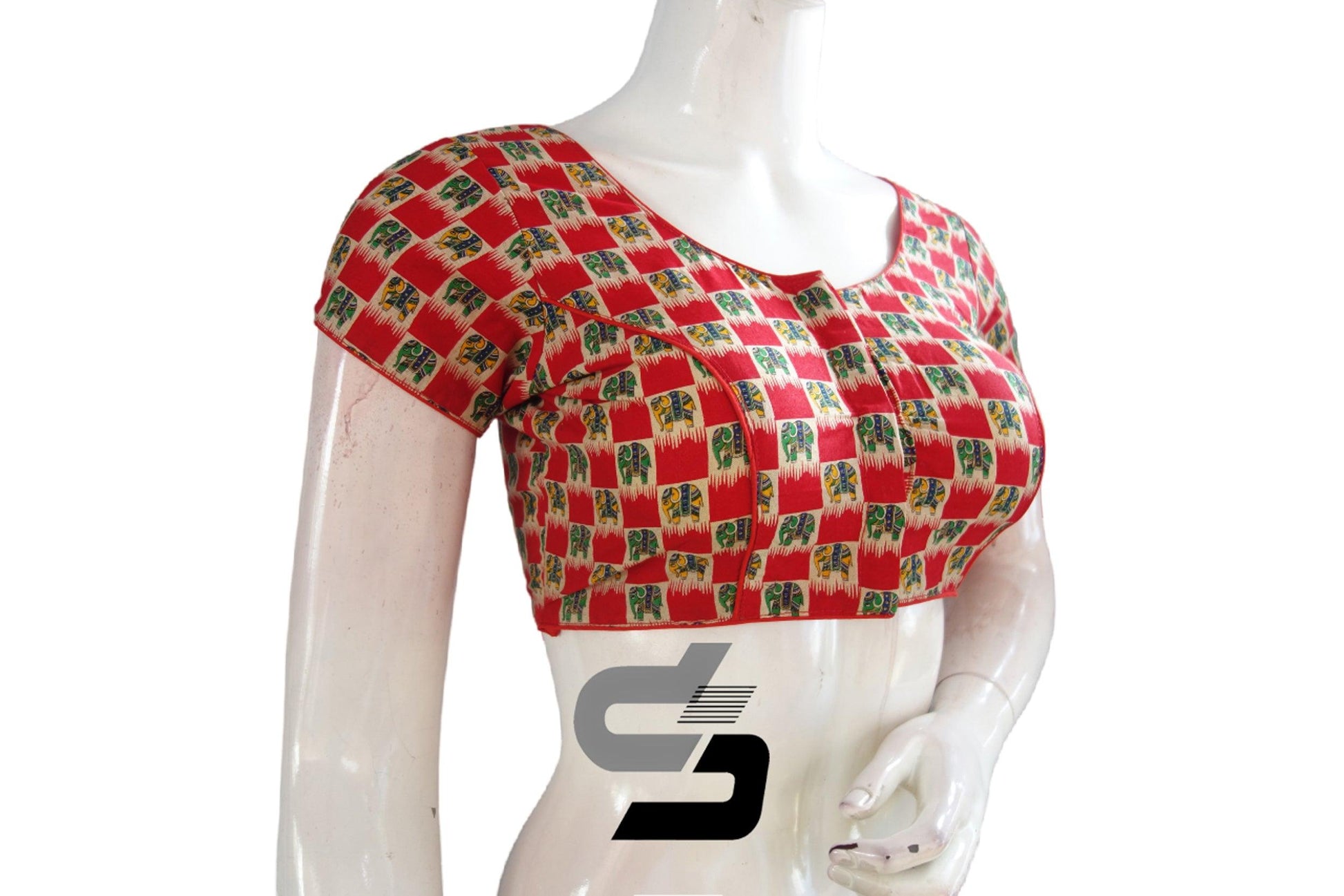 Red Color Patola Print Cotton Readymade Saree Blouse - D3blouses