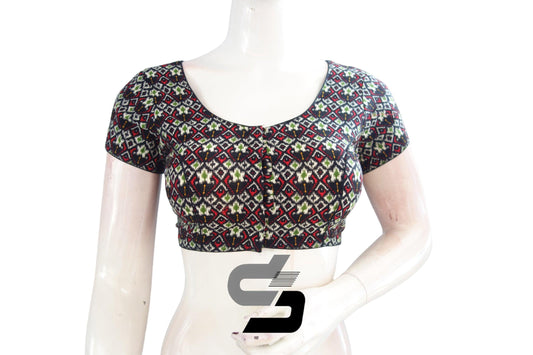 Black Color Patola Print Cotton Readymade Saree Blouse - D3blouses