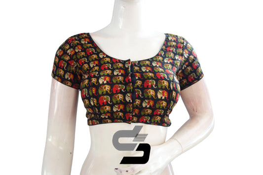 Black Color Patola Print Cotton Readymade Saree Blouse - D3blouses