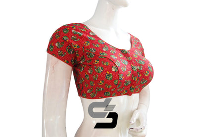 Red Color Patola Print Cotton Readymade Saree Blouse - D3blouses