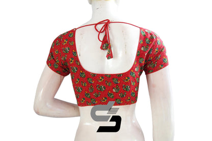 Red Color Patola Print Cotton Readymade Saree Blouse - D3blouses