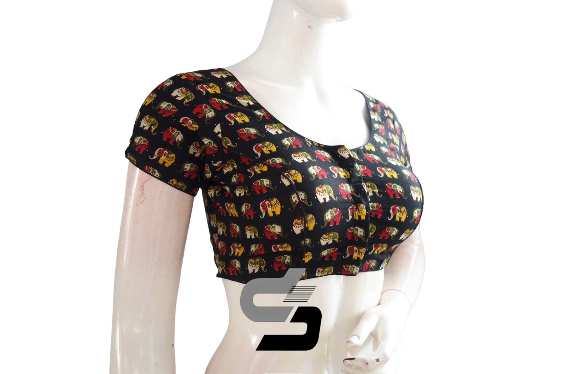 Black Color Patola Print Cotton Readymade Saree Blouse - D3blouses