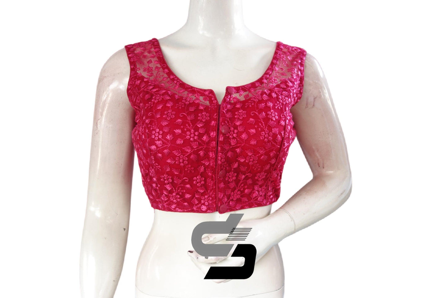 Pink Color Netted Embroidery Designer Readymade Blouse - D3blouses