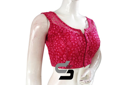 Pink Color Netted Embroidery Designer Readymade Blouse - D3blouses