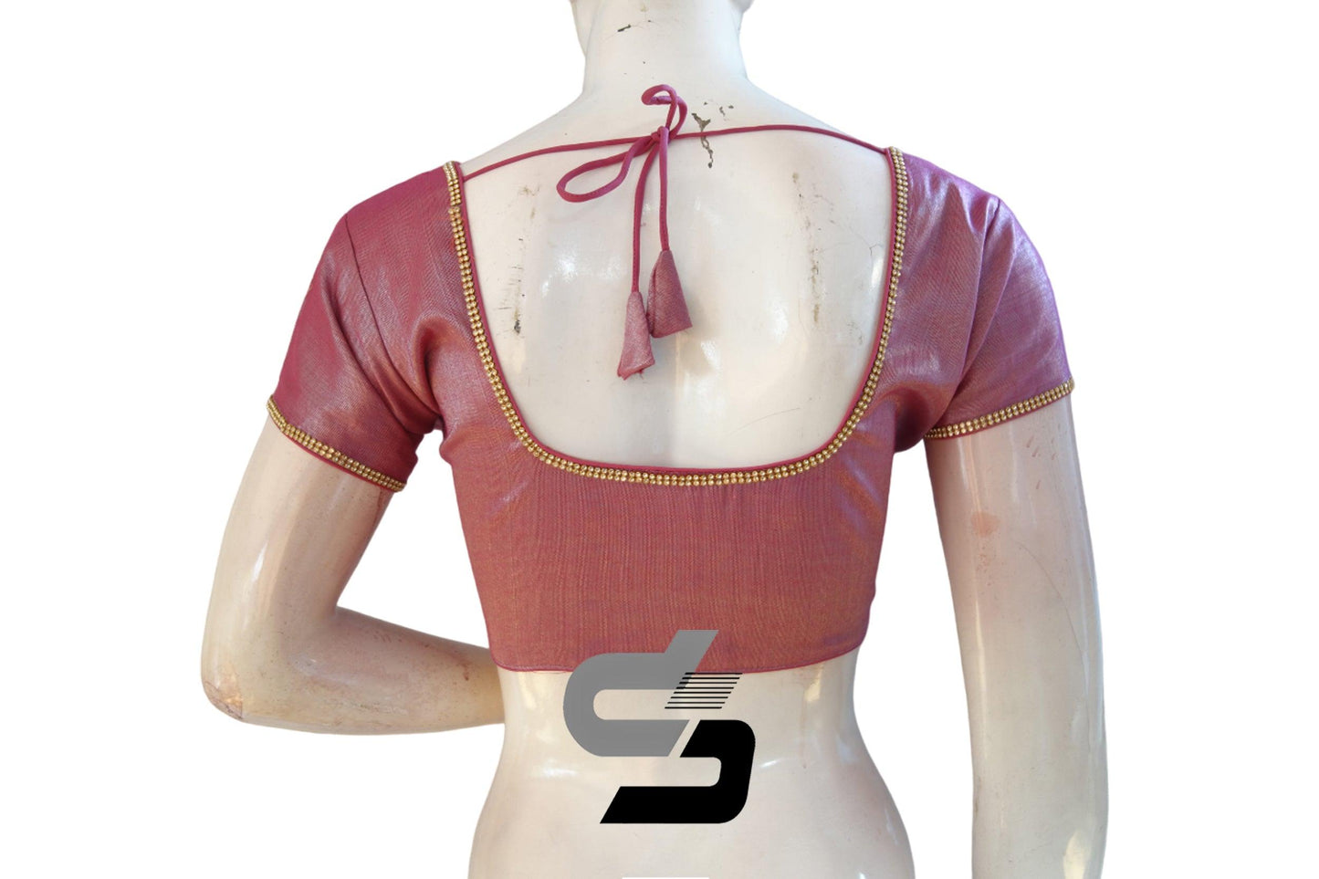 Magenta Color Plain Tissue Readymade Blouses With Stone Work - D3blouses