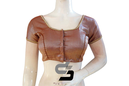 Terracotta Color Plain Tissue Readymade Blouses With Stone Work - D3blouses