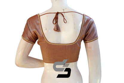 Terracotta Color Plain Tissue Readymade Blouses With Stone Work - D3blouses