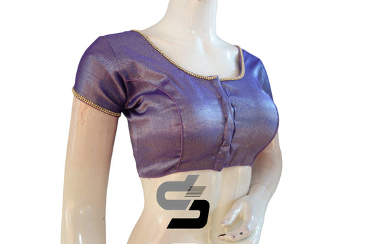 Purple Color Plain Tissue Readymade Blouses With Stone Work - D3blouses