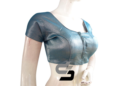 Blue Bliss: Explore the Serenity of Blue with These Plain Tissue Indian Designer Readymade Blouses. Elevate Your Ensemble with the Tranquil Charm and Timeless Elegance of Blue Hues.
