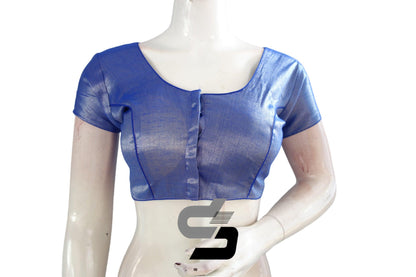 Royal Blue Color Plain Tissue Readymade Blouses - D3blouses