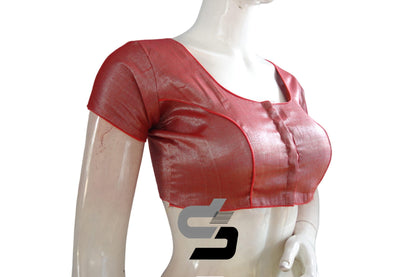 Red Color Plain Tissue Readymade Blouses - D3blouses