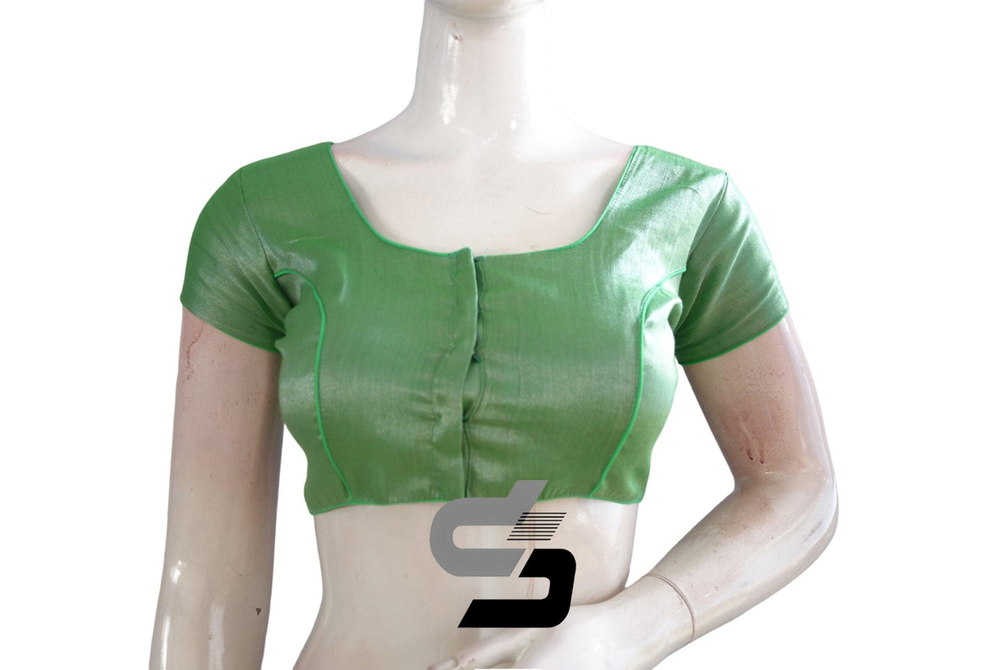 Green Color Plain Tissue Readymade Blouses - D3blouses