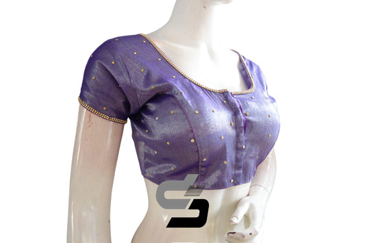 Purple Color Plain Moti Tissue Readymade Blouses - D3blouses