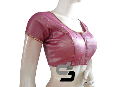 Mesmerizing Magenta: Plain Moti Tissue Readymade Blouses - Elevate Your Style with Captivating Charm and Subtle Sparkle, Perfect for Adding a Touch of Glamour to Your Ensemble.