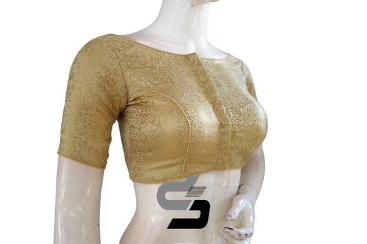 "Upgrade Your Wardrobe with Gold Color Indian Party Wear Readymade Saree Blouses" - D3blouses