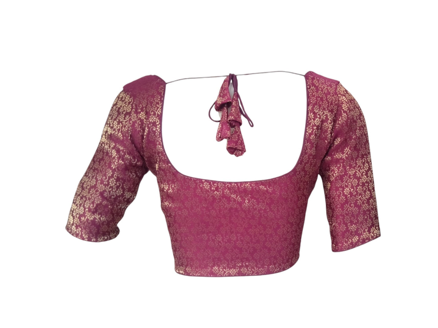 Dark Purple Majesty:  Brocade Silk Readymade Saree Blouse