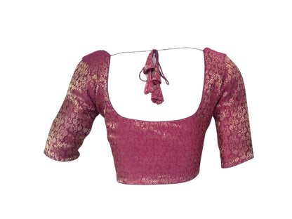 Dark Purple Majesty:  Brocade Silk Readymade Saree Blouse