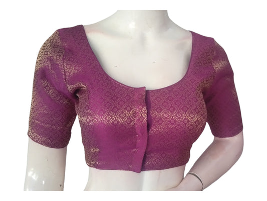 Amethyst Elegance: Brocade Silk Readymade Saree Blouse