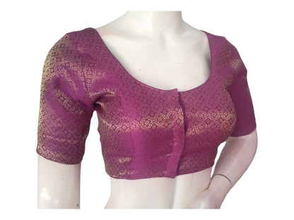 Amethyst Elegance: Brocade Silk Readymade Saree Blouse