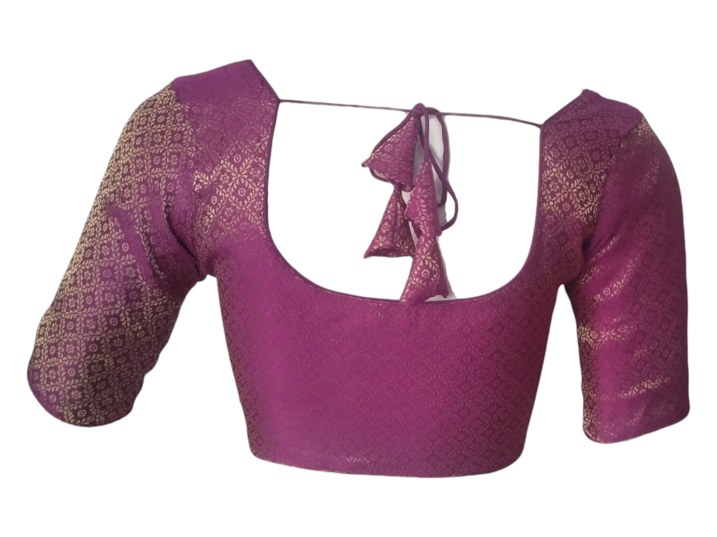 Amethyst Elegance: Brocade Silk Readymade Saree Blouse