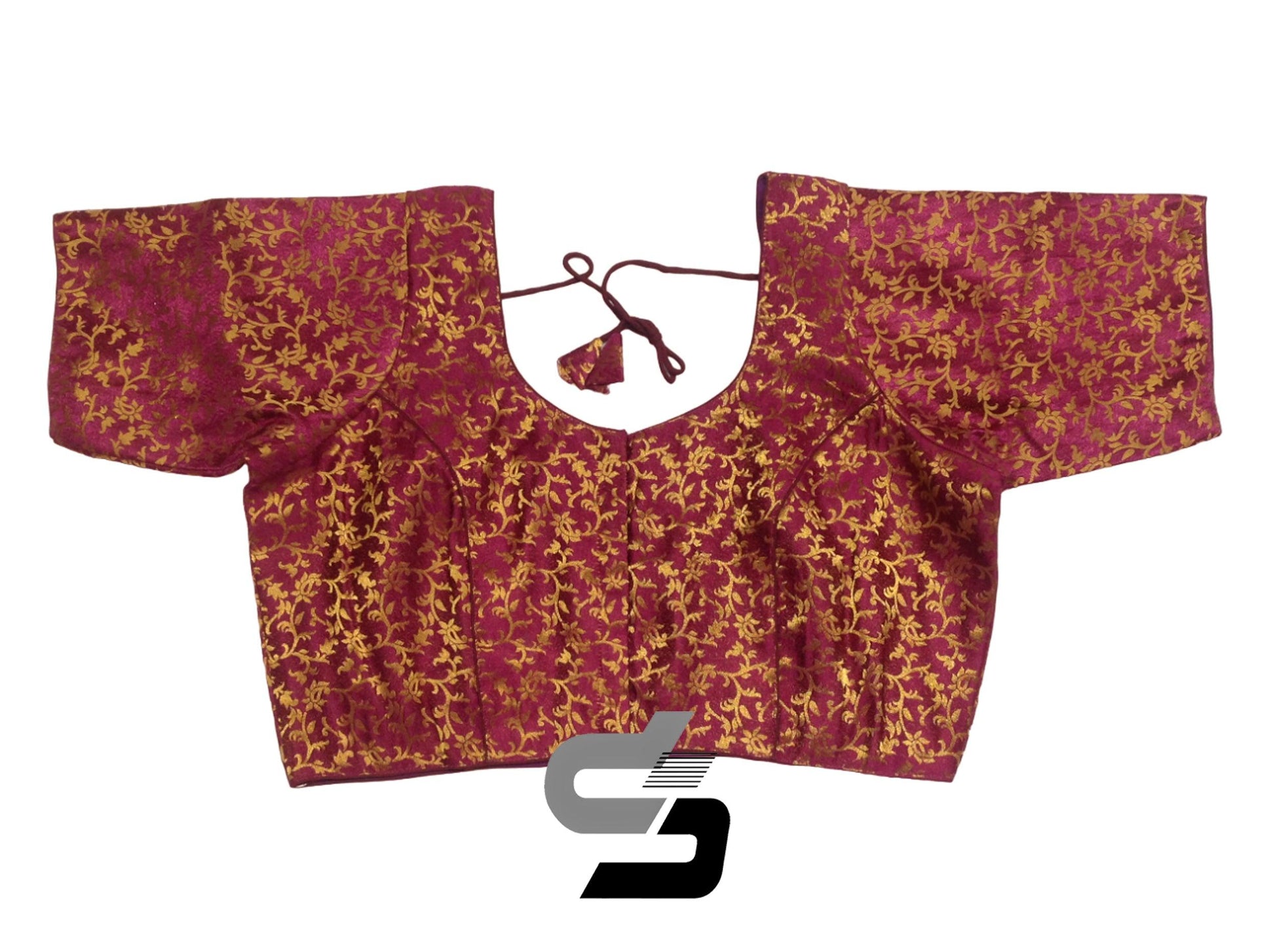 Wine Color Plus Size Brocade Silk Readymade Saree Blouses, Indian Plus –  D3blouses