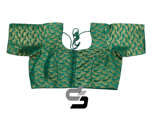 Explore sophistication with our Teal Green Plus Size Brocade Silk Saree Blouses. Crafted for comfort and style, these blouses elevate your ethnic charm with confidence and elegance.