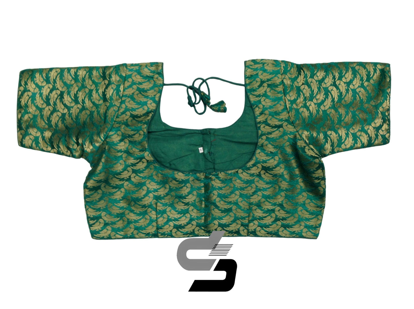 Stylish Teal Green Plus Size Brocade Silk Saree Blouses, Indian Ethnic Wear - D3blouses
