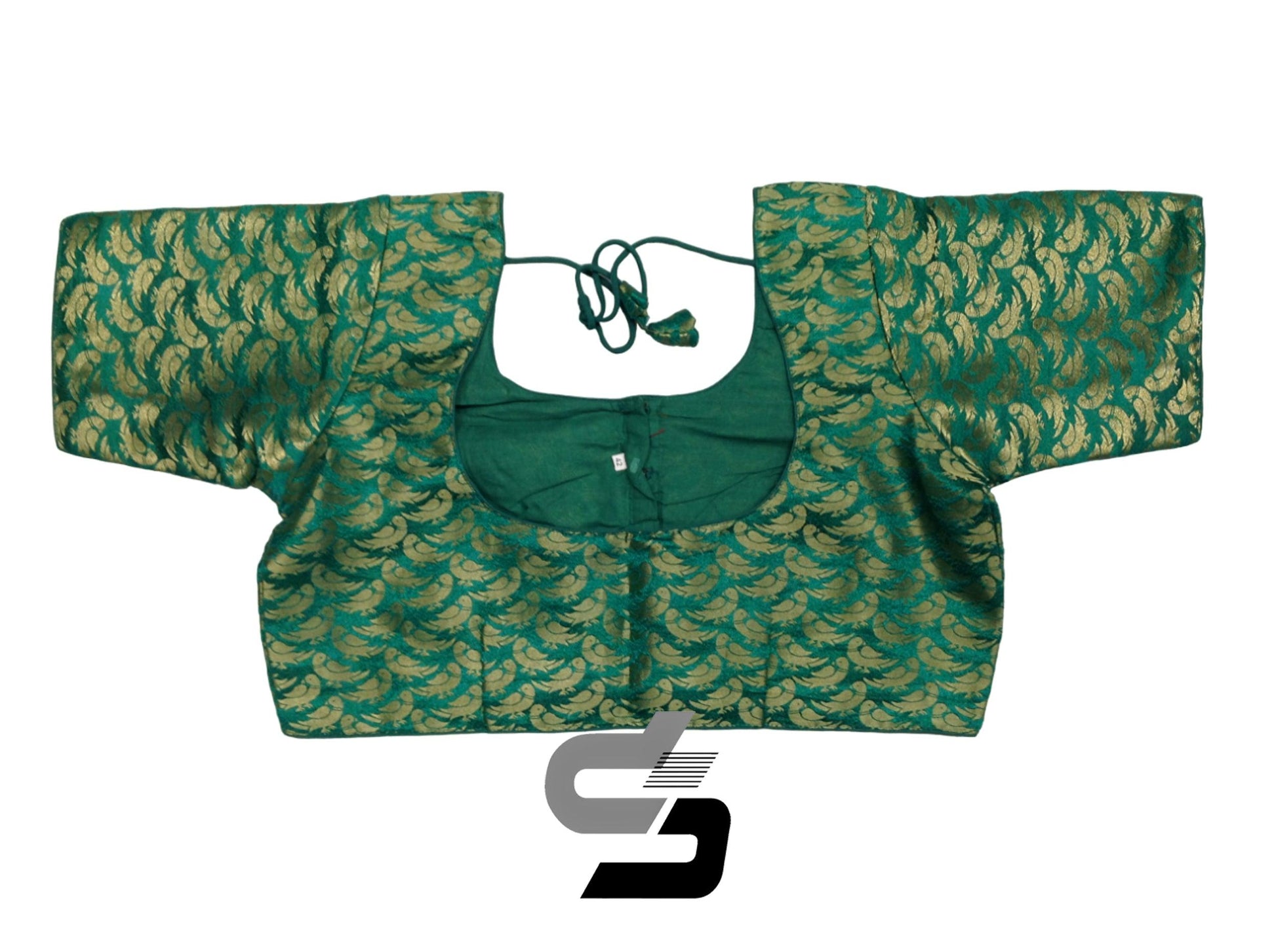 Stylish Teal Green Plus Size Brocade Silk Saree Blouses, Indian Ethnic Wear - D3blouses