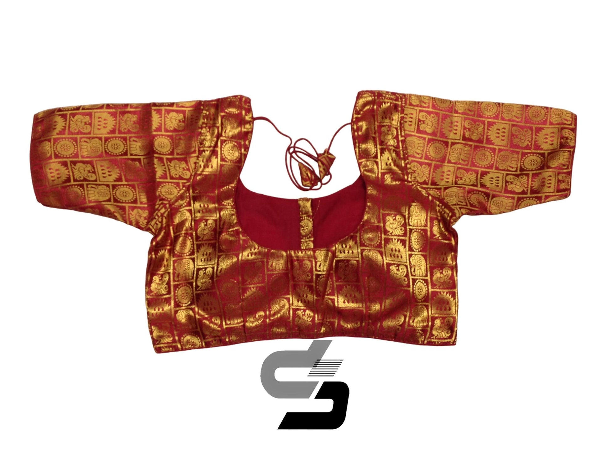Plus Size Maroon Brocade Silk Saree Blouses, Indian Ethnic Wear - D3blouses