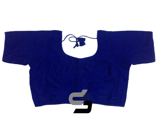 Royal Blue Color Velvet Designer Readymade Saree Blouses, Plus Size Collections - D3blouses